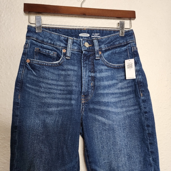 Old Navy O.G. Straight Leg High Rise Dark Wash Jean's Women's Size 0 NWT - Picture 3 of 7